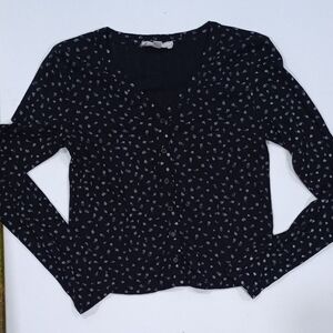 Pink Rose Black and White Fitted Button Down Shirt